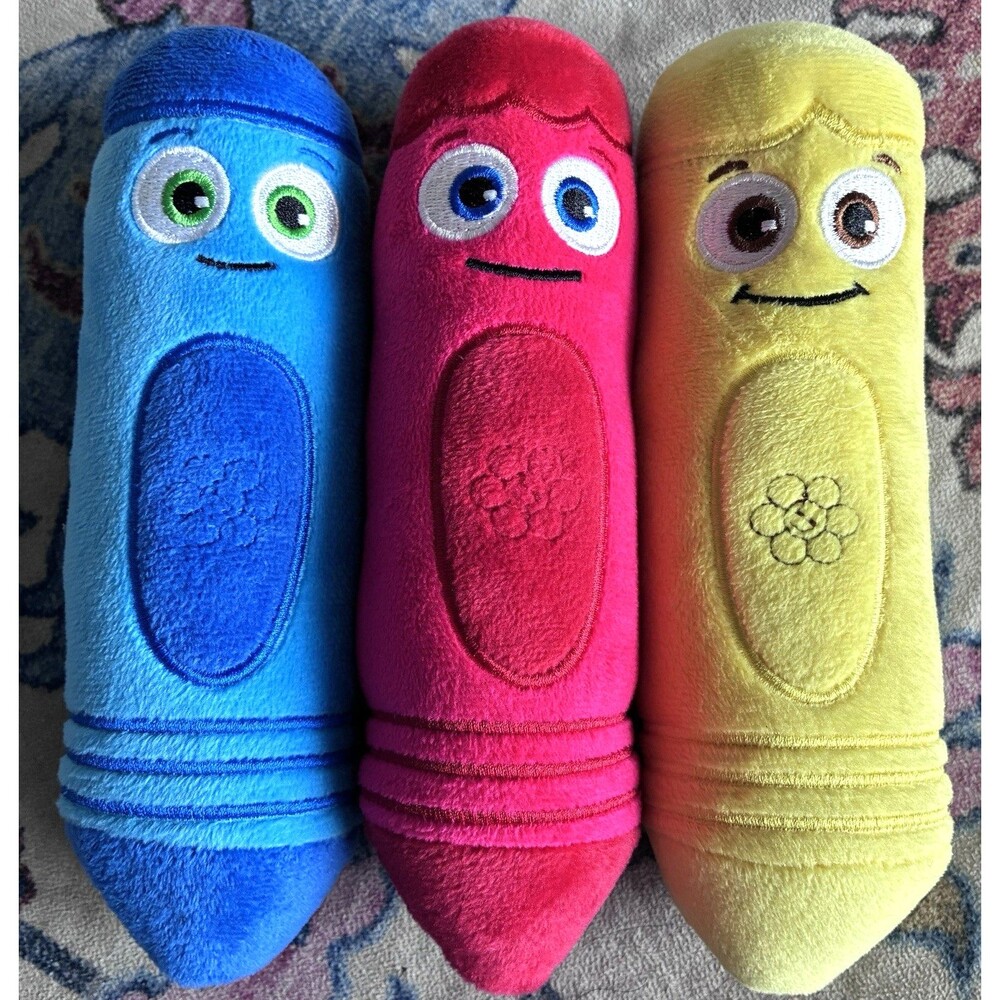 BabyFirst TV Color Crew Plush Crayon Lot of 3 Blue Red Yellow NON WORKING